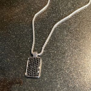 Effy Mens Sterling Silver 925 Black Sapphire Neckless